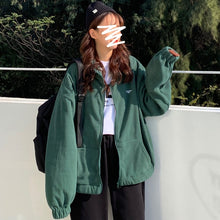 Load image into Gallery viewer, Women Zip-up Turn-down Collar Printed Pocket Long Sleeve Korean Style New Trendy Casual BF Ulzzang Harajuku Womens Daily