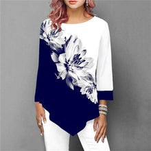 Load image into Gallery viewer, T Shirt Women Plus Size Three Quarter Ladies Tee Shirts Floral Print Loose Casual Tops Female Irregular Autumn Clothes