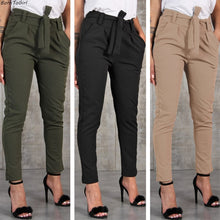 Load image into Gallery viewer, Casual Slim Chiffon Thin Pants For Women High Waist Black Khaki Green Pants