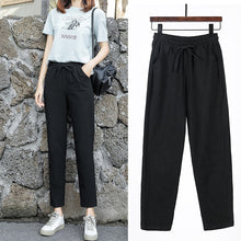 Load image into Gallery viewer, Spring Summer Pants Cotton Linen Solid Elastic waist Candy Colors Harem Trousers Soft high quality for Female ladys S-XXL