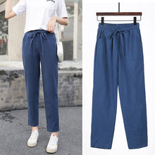 Load image into Gallery viewer, Spring Summer Pants Cotton Linen Solid Elastic waist Candy Colors Harem Trousers Soft high quality for Female ladys S-XXL