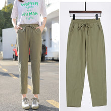 Load image into Gallery viewer, Spring Summer Pants Cotton Linen Solid Elastic waist Candy Colors Harem Trousers Soft high quality for Female ladys S-XXL