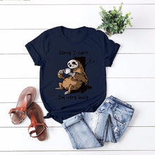 Load image into Gallery viewer, Women T-shirt Summer Short Sleeve Cotton Plus Size S-5XL Cute Lazy Sloth Print Funny Casual O Neck Female Tshirt Tees Tops
