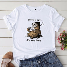 Load image into Gallery viewer, Women T-shirt Summer Short Sleeve Cotton Plus Size S-5XL Cute Lazy Sloth Print Funny Casual O Neck Female Tshirt Tees Tops