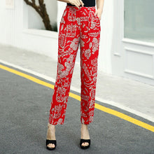 Load image into Gallery viewer, Women Summer Casual Pencil Pants XL-5XL Plus Size High Waist Pants Printed Elastic Waist Middle Aged Women Pants