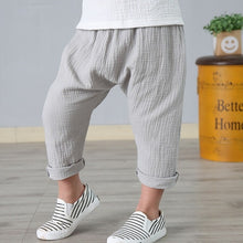 Load image into Gallery viewer, Pants Boy Girl Summer Solid Color Linen Pleated Trousers Children Ankle-length Pants for Baby Boys Pants Casual Harem Pants