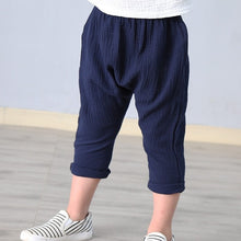Load image into Gallery viewer, Pants Boy Girl Summer Solid Color Linen Pleated Trousers Children Ankle-length Pants for Baby Boys Pants Casual Harem Pants