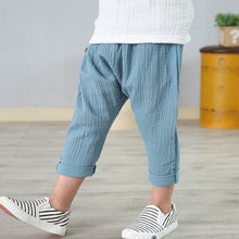 Load image into Gallery viewer, Pants Boy Girl Summer Solid Color Linen Pleated Trousers Children Ankle-length Pants for Baby Boys Pants Casual Harem Pants