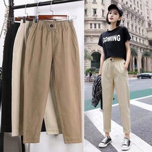 Load image into Gallery viewer, Pants Women New summer Women Clothing Straight Overalls Casual Harem Pants Elastic Waist autumn 2020 Triangle Buckle