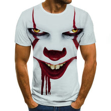 Load image into Gallery viewer, Cool clown men's T-shirt funny clown face tops 3D printed fashion short-sleeved round neck shirt trendy streetwear