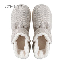Load image into Gallery viewer, slippers winter new warm and comfortable plush slippers ladies shoes home slippers striped cotton slippers non-slip