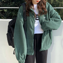 Load image into Gallery viewer, Zip-up Turn-down Collar Printed Pocket Long Sleeve Korean Style New Trendy Casual BF Ulzzang Harajuku Womens Daily
