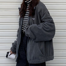 Load image into Gallery viewer, Women Zip-up Turn-down Collar Printed Pocket Long Sleeve Korean Style New Trendy Casual BF Ulzzang Harajuku Womens Daily
