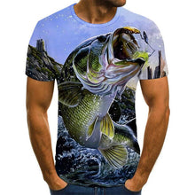 Load image into Gallery viewer, printed fish pattern men and women casual T-shirt Fashion trend youth cool men's t-shirt Hip hop short sleeve
