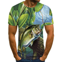 Load image into Gallery viewer, printed fish pattern men and women casual T-shirt Fashion trend youth cool men's t-shirt Hip hop short sleeve
