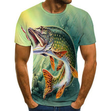 Load image into Gallery viewer, printed fish pattern men and women casual T-shirt Fashion trend youth cool men's t-shirt Hip hop short sleeve
