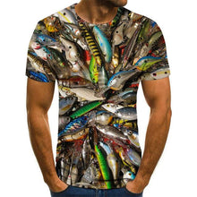 Load image into Gallery viewer, printed fish pattern men and women casual T-shirt Fashion trend youth cool men's t-shirt Hip hop short sleeve
