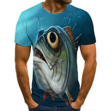 Load image into Gallery viewer, printed fish pattern men and women casual T-shirt Fashion trend youth cool men's t-shirt Hip hop short sleeve
