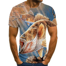 Load image into Gallery viewer, printed fish pattern men and women casual T-shirt Fashion trend youth cool men's t-shirt Hip hop short sleeve
