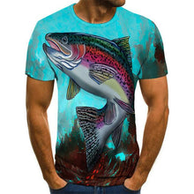 Load image into Gallery viewer, printed fish pattern men and women casual T-shirt Fashion trend youth cool men's t-shirt Hip hop short sleeve
