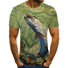 Load image into Gallery viewer, printed fish pattern men and women casual T-shirt Fashion trend youth cool men's t-shirt Hip hop short sleeve
