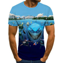 Load image into Gallery viewer, printed fish pattern men and women casual T-shirt Fashion trend youth cool men's t-shirt Hip hop short sleeve
