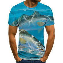 Load image into Gallery viewer, printed fish pattern men and women casual T-shirt Fashion trend youth cool men's t-shirt Hip hop short sleeve
