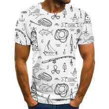Load image into Gallery viewer, printed fish pattern men and women casual T-shirt Fashion trend youth cool men's t-shirt Hip hop short sleeve
