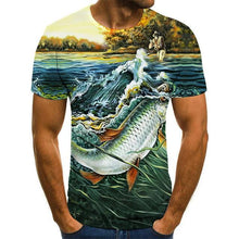 Load image into Gallery viewer, printed fish pattern men and women casual T-shirt Fashion trend youth cool men's t-shirt Hip hop short sleeve
