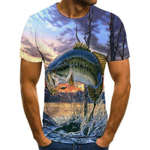 Load image into Gallery viewer, printed fish pattern men and women casual T-shirt Fashion trend youth cool men's t-shirt Hip hop short sleeve
