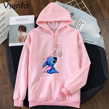 Load image into Gallery viewer, Hoodies Sweatshirt Women Cute Anime Lilo and Stitch Hoodie Ladiy Girl Pullover Harajuku Kpop moletom feminino
