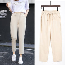 Load image into Gallery viewer, Spring Summer Pants Cotton Linen Solid Elastic waist Candy Colors Harem Trousers Soft high quality for Female ladys S-XXL

