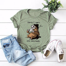 Load image into Gallery viewer, Women T-shirt Summer Short Sleeve Cotton Plus Size S-5XL Cute Lazy Sloth Print Funny Casual O Neck Female Tshirt Tees Tops
