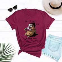 Load image into Gallery viewer, Women T-shirt Summer Short Sleeve Cotton Plus Size S-5XL Cute Lazy Sloth Print Funny Casual O Neck Female Tshirt Tees Tops
