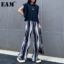 Load image into Gallery viewer, [EAM] High Elastic Waist Black Pleated Long Wide Leg Trousers New Loose Fit Pants Women Fashion Tide Spring Summer 2020 1W681
