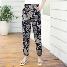 Load image into Gallery viewer, Women Summer Casual Pencil Pants XL-5XL Plus Size High Waist Pants Printed Elastic Waist Middle Aged Women Pants
