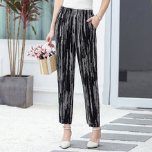 Load image into Gallery viewer, Women Summer Casual Pencil Pants XL-5XL Plus Size High Waist Pants Printed Elastic Waist Middle Aged Women Pants

