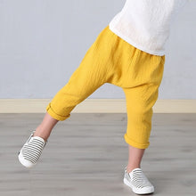 Load image into Gallery viewer, Pants Boy Girl Summer Solid Color Linen Pleated Trousers Children Ankle-length Pants for Baby Boys Pants Casual Harem Pants
