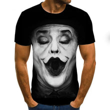 Load image into Gallery viewer, Cool clown men's T-shirt funny clown face tops 3D printed fashion short-sleeved round neck shirt trendy streetwear
