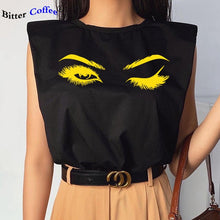 Load image into Gallery viewer, eyelashes Casual Loose Tank Tops White Summer Sleeveless Top Women Shoulder Pad Female T-Shirt Basic Knitwear Top
