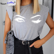 Load image into Gallery viewer, eyelashes Casual Loose Tank Tops White Summer Sleeveless Top Women Shoulder Pad Female T-Shirt Basic Knitwear Top
