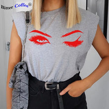 Load image into Gallery viewer, eyelashes Casual Loose Tank Tops White Summer Sleeveless Top Women Shoulder Pad Female T-Shirt Basic Knitwear Top
