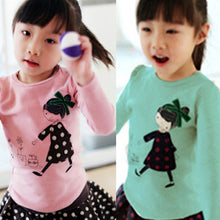 Load image into Gallery viewer, Top New Children's T-shirt Baby Girls Clothing Soft Long Sleeve Tops Spring Autumn 100% Cotton Bow Cartoon Kid's Shirt
